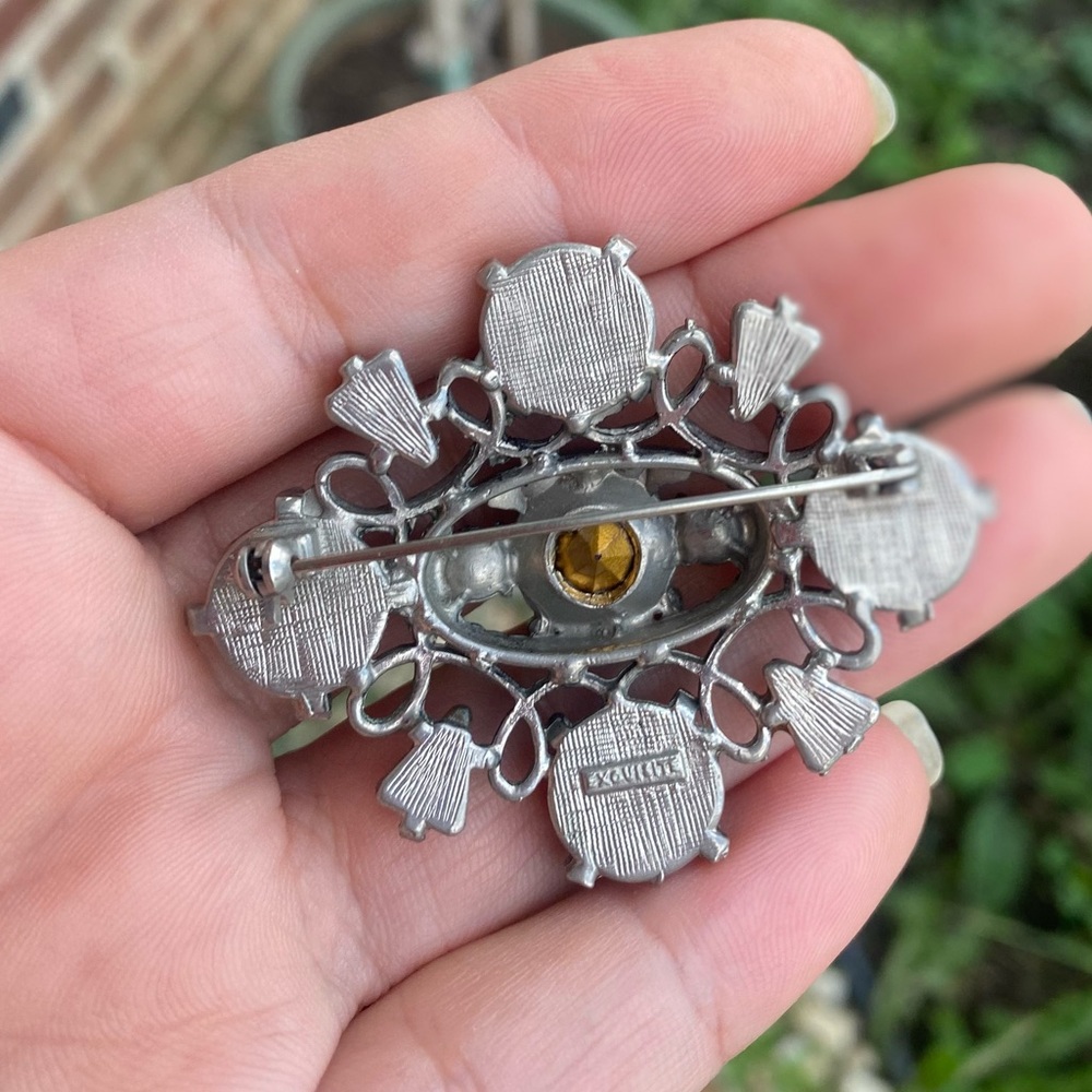 Exquisite Antique Multicolored Gemstone Brooch - image 3